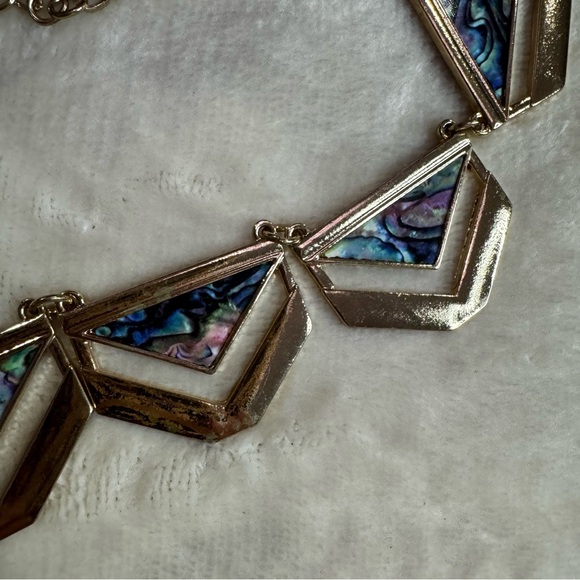 Gold Abalone-like Geometric Statement Necklace - Picture 3 of 4
